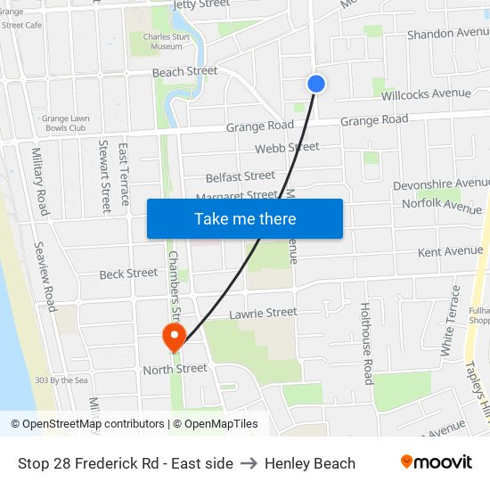 Stop 28 Frederick Rd - East side to Henley Beach map