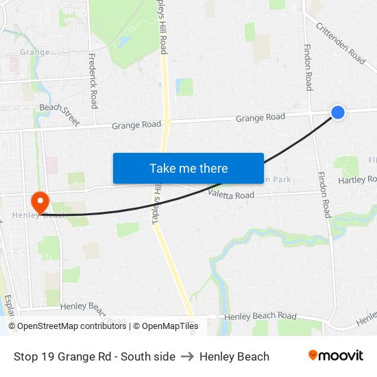 Stop 19 Grange Rd - South side to Henley Beach map