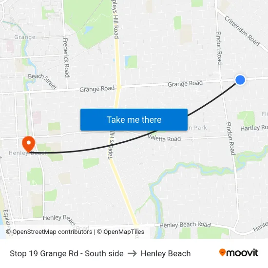 Stop 19 Grange Rd - South side to Henley Beach map