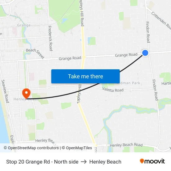 Stop 20 Grange Rd - North side to Henley Beach map