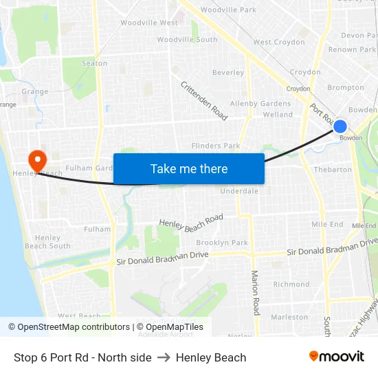 Stop 6 Port Rd - North side to Henley Beach map