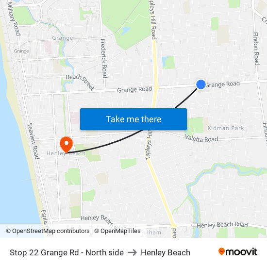 Stop 22 Grange Rd - North side to Henley Beach map