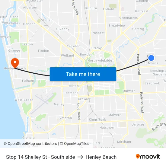 Stop 14 Shelley St - South side to Henley Beach map