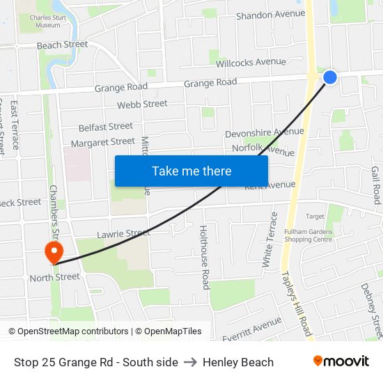 Stop 25 Grange Rd - South side to Henley Beach map
