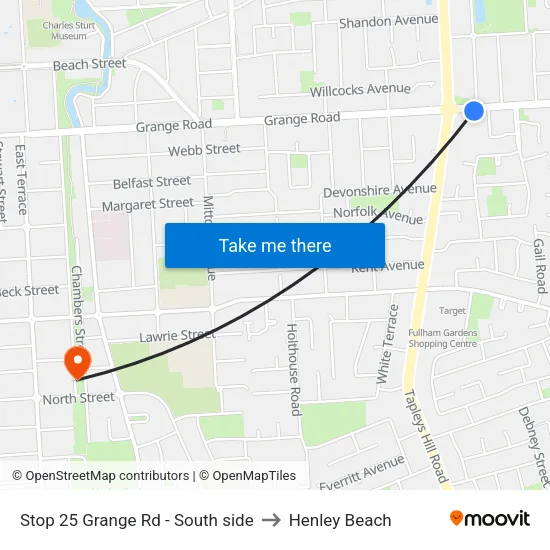 Stop 25 Grange Rd - South side to Henley Beach map