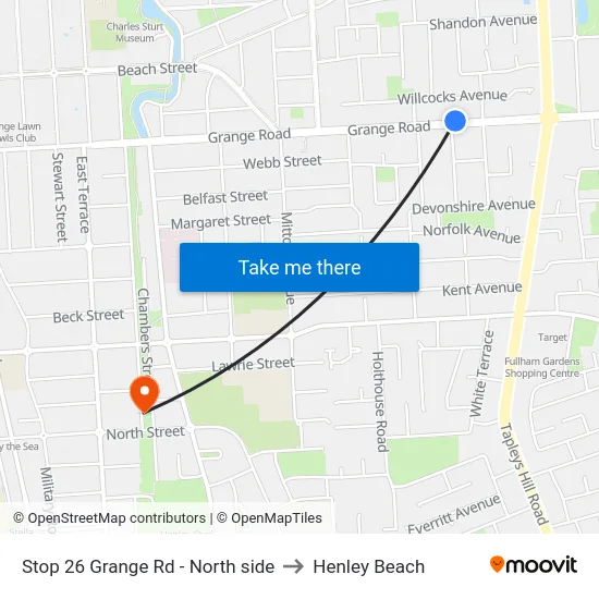 Stop 26 Grange Rd - North side to Henley Beach map