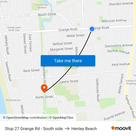 Stop 27 Grange Rd - South side to Henley Beach map