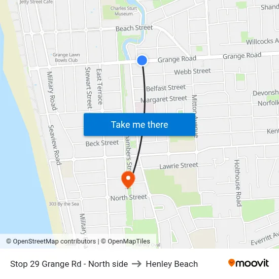 Stop 29 Grange Rd - North side to Henley Beach map