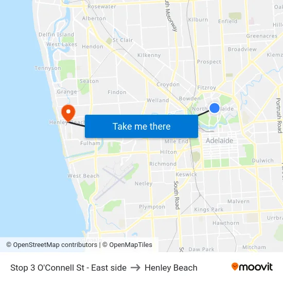 Stop 3 O'Connell St - East side to Henley Beach map
