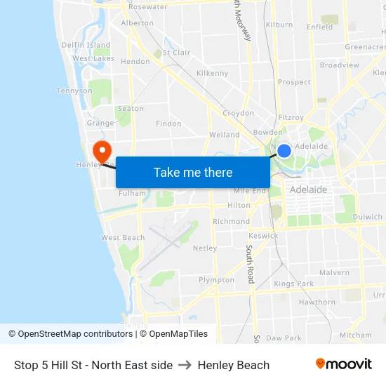 Stop 5 Hill St - North East side to Henley Beach map