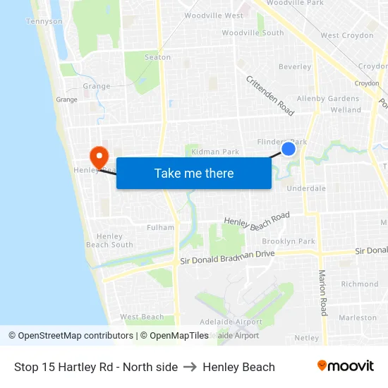Stop 15 Hartley Rd - North side to Henley Beach map