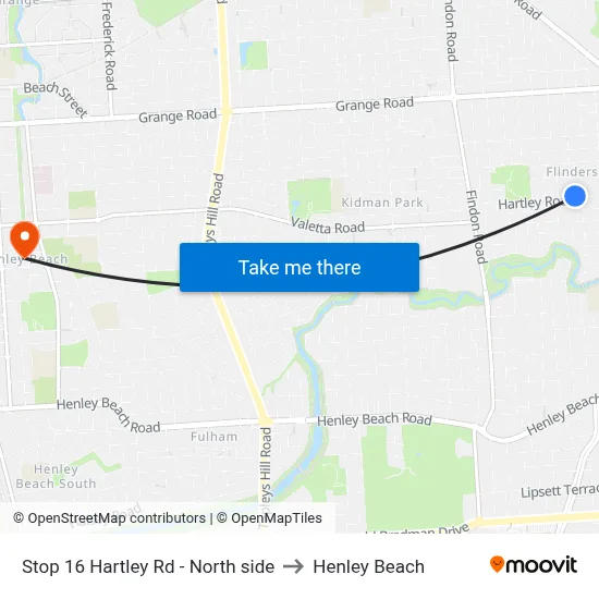 Stop 16 Hartley Rd - North side to Henley Beach map