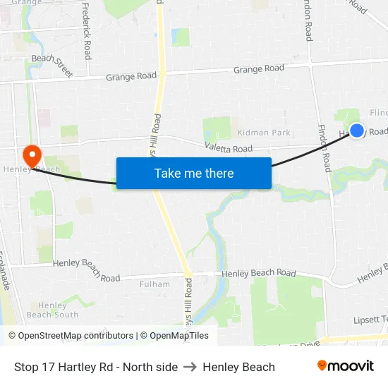 Stop 17 Hartley Rd - North side to Henley Beach map