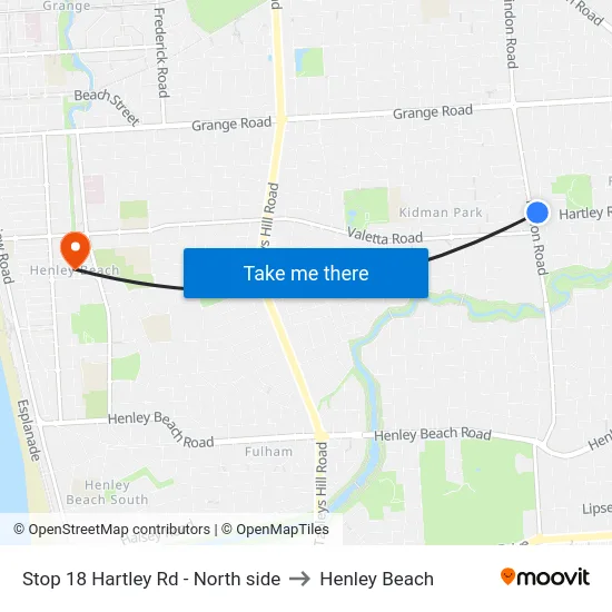 Stop 18 Hartley Rd - North side to Henley Beach map