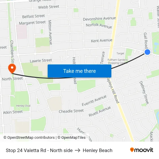 Stop 24 Valetta Rd - North side to Henley Beach map