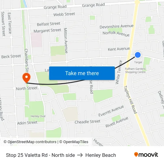 Stop 25 Valetta Rd - North side to Henley Beach map