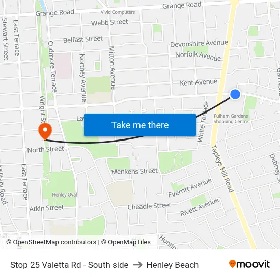 Stop 25 Valetta Rd - South side to Henley Beach map