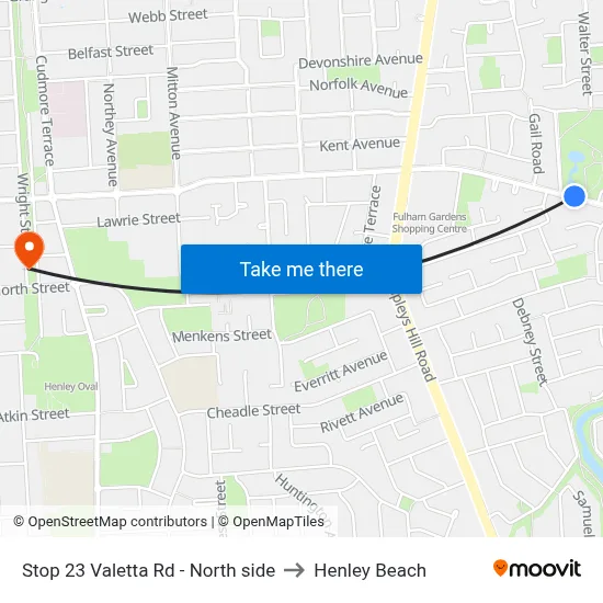 Stop 23 Valetta Rd - North side to Henley Beach map