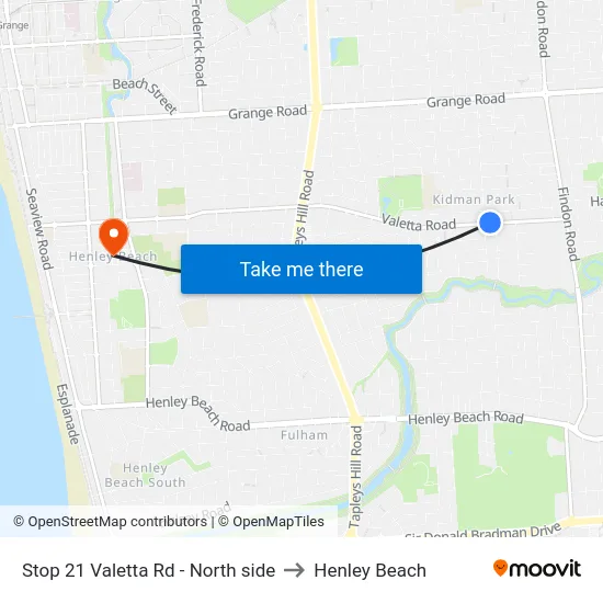Stop 21 Valetta Rd - North side to Henley Beach map