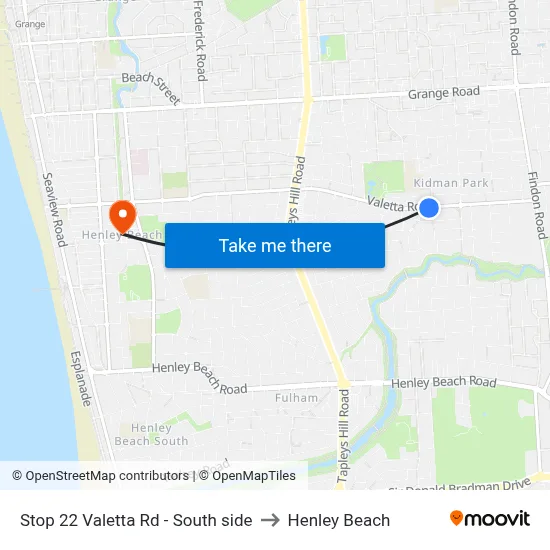 Stop 22 Valetta Rd - South side to Henley Beach map