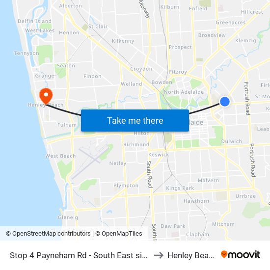 Stop 4 Payneham Rd - South East side to Henley Beach map