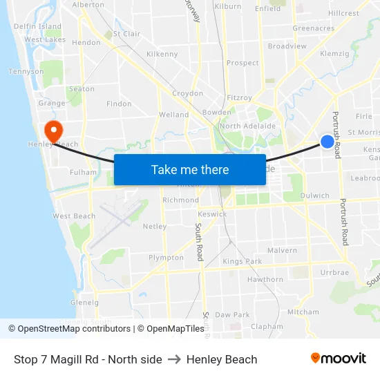 Stop 7 Magill Rd - North side to Henley Beach map