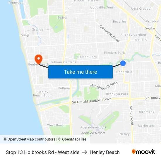 Stop 13 Holbrooks Rd - West side to Henley Beach map