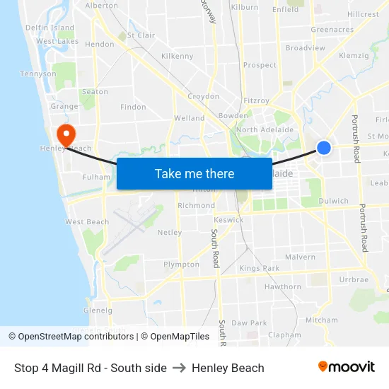 Stop 4 Magill Rd - South side to Henley Beach map