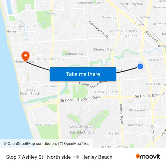 Stop 7 Ashley St - North side to Henley Beach map