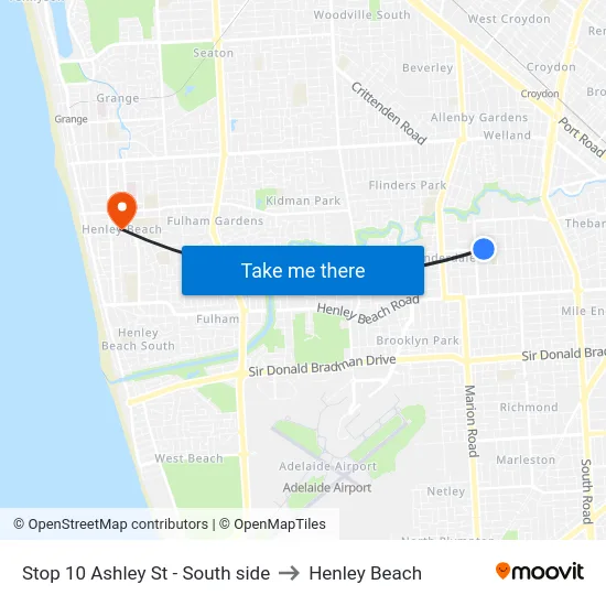 Stop 10 Ashley St - South side to Henley Beach map