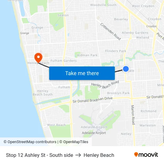Stop 12 Ashley St - South side to Henley Beach map