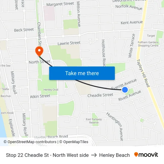 Stop 22 Cheadle St - North West side to Henley Beach map