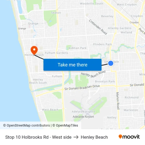 Stop 10 Holbrooks Rd - West side to Henley Beach map