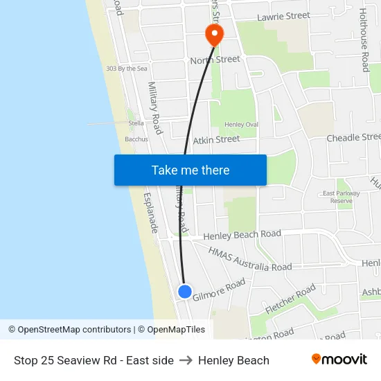 Stop 25 Seaview Rd - East side to Henley Beach map