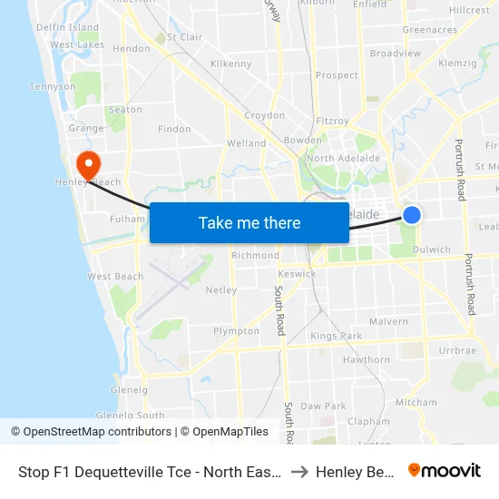 Stop F1 Dequetteville Tce - North East side to Henley Beach map