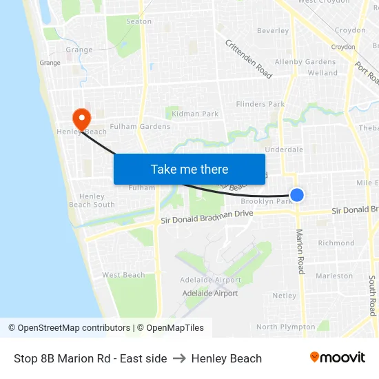 Stop 8B Marion Rd - East side to Henley Beach map