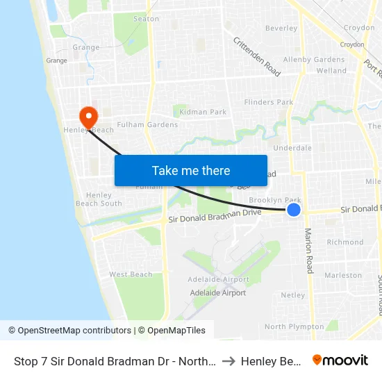 Stop 7 Sir Donald Bradman Dr - North side to Henley Beach map