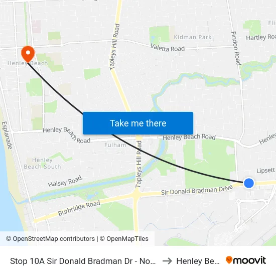 Stop 10A Sir Donald Bradman Dr - North side to Henley Beach map