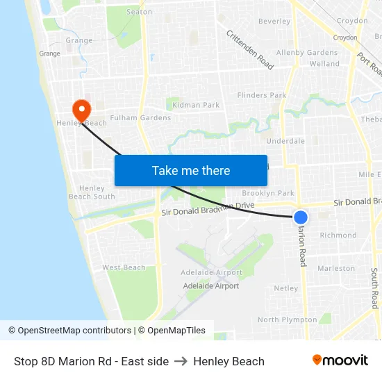 Stop 8D Marion Rd - East side to Henley Beach map