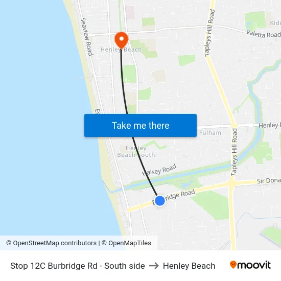 Stop 12C Burbridge Rd - South side to Henley Beach map