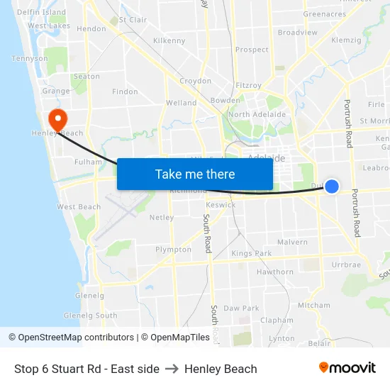 Stop 6 Stuart Rd - East side to Henley Beach map