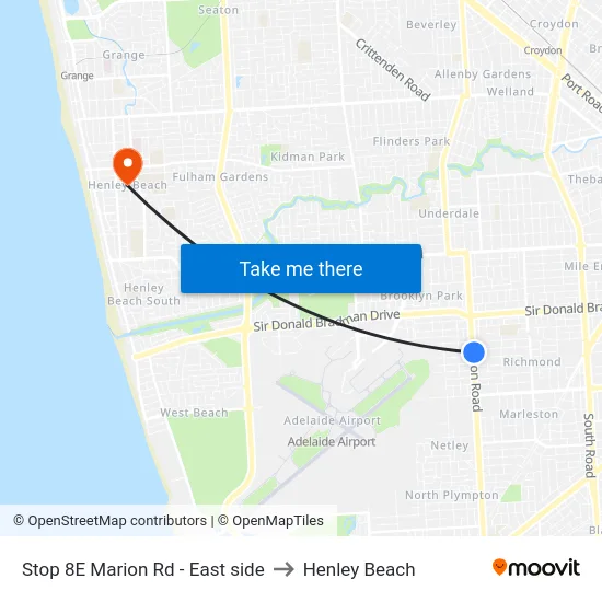 Stop 8E Marion Rd - East side to Henley Beach map