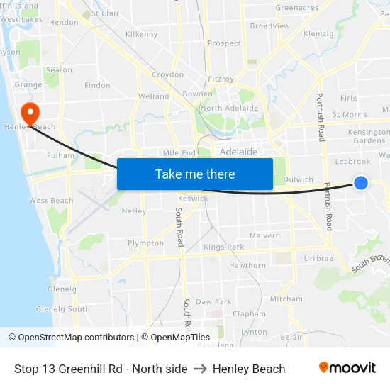 Stop 13 Greenhill Rd - North side to Henley Beach map