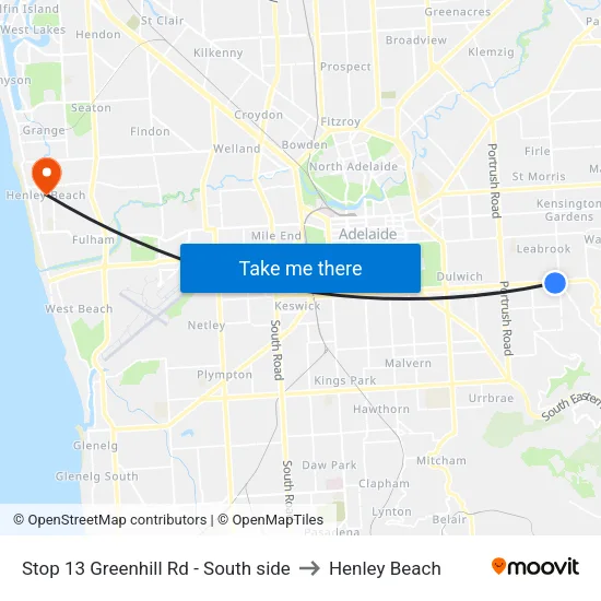 Stop 13 Greenhill Rd - South side to Henley Beach map