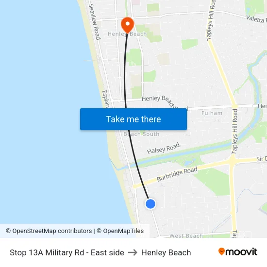 Stop 13A Military Rd - East side to Henley Beach map