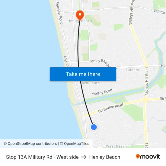 Stop 13A Military Rd - West side to Henley Beach map