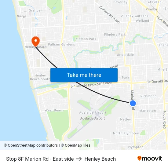 Stop 8F Marion Rd - East side to Henley Beach map