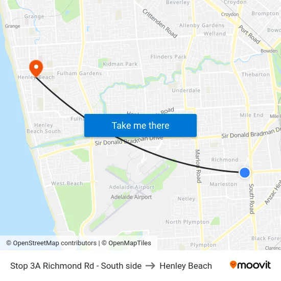 Stop 3A Richmond Rd - South side to Henley Beach map