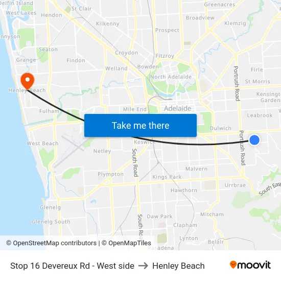Stop 16 Devereux Rd - West side to Henley Beach map