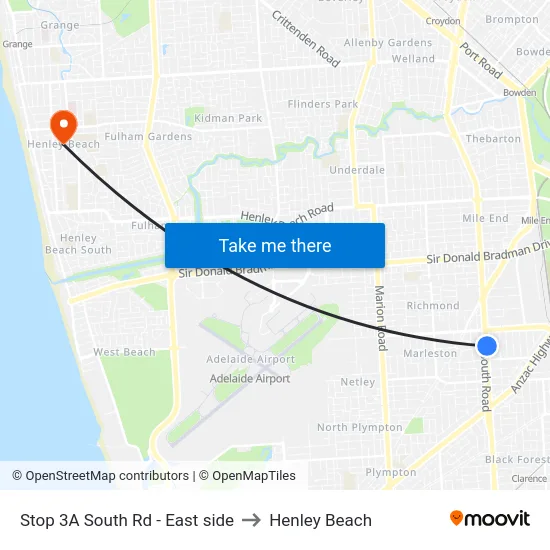 Stop 3A South Rd - East side to Henley Beach map